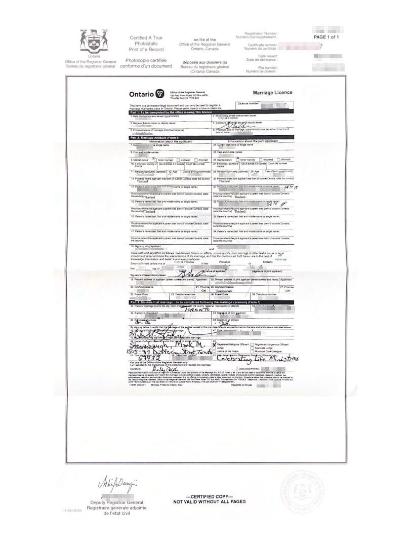 Marriage Licence Form 3
